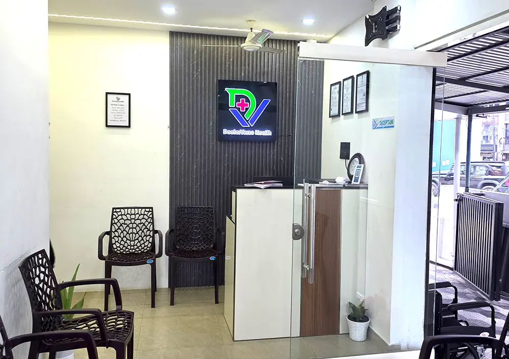 DoctorVerse Health reception and waiting area in Kazhakkoottam
